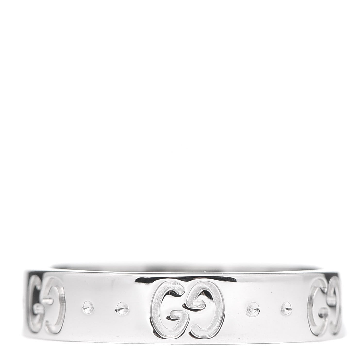 Gucci 18K White Gold 4mm Icon Thin Band Ring 51 5.75 3 of 5