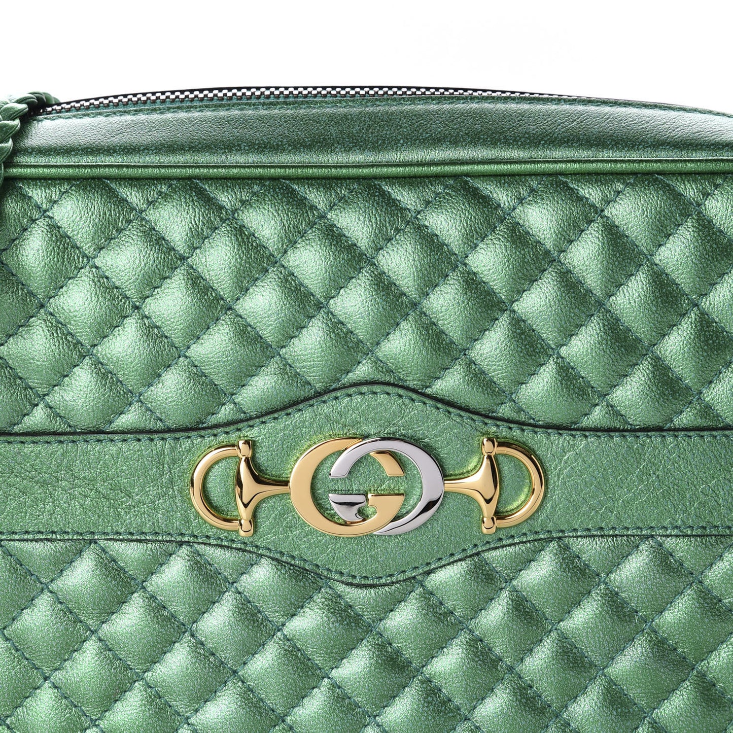 Laminated Nappa Trapuntata Small Zumi Shoulder Bag Jasmine Green