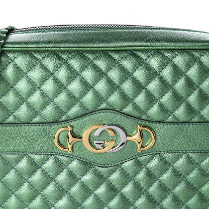 Gucci Laminated Nappa Trapuntata Small Zumi Shoulder Bag Jasmine Green 10 of 10