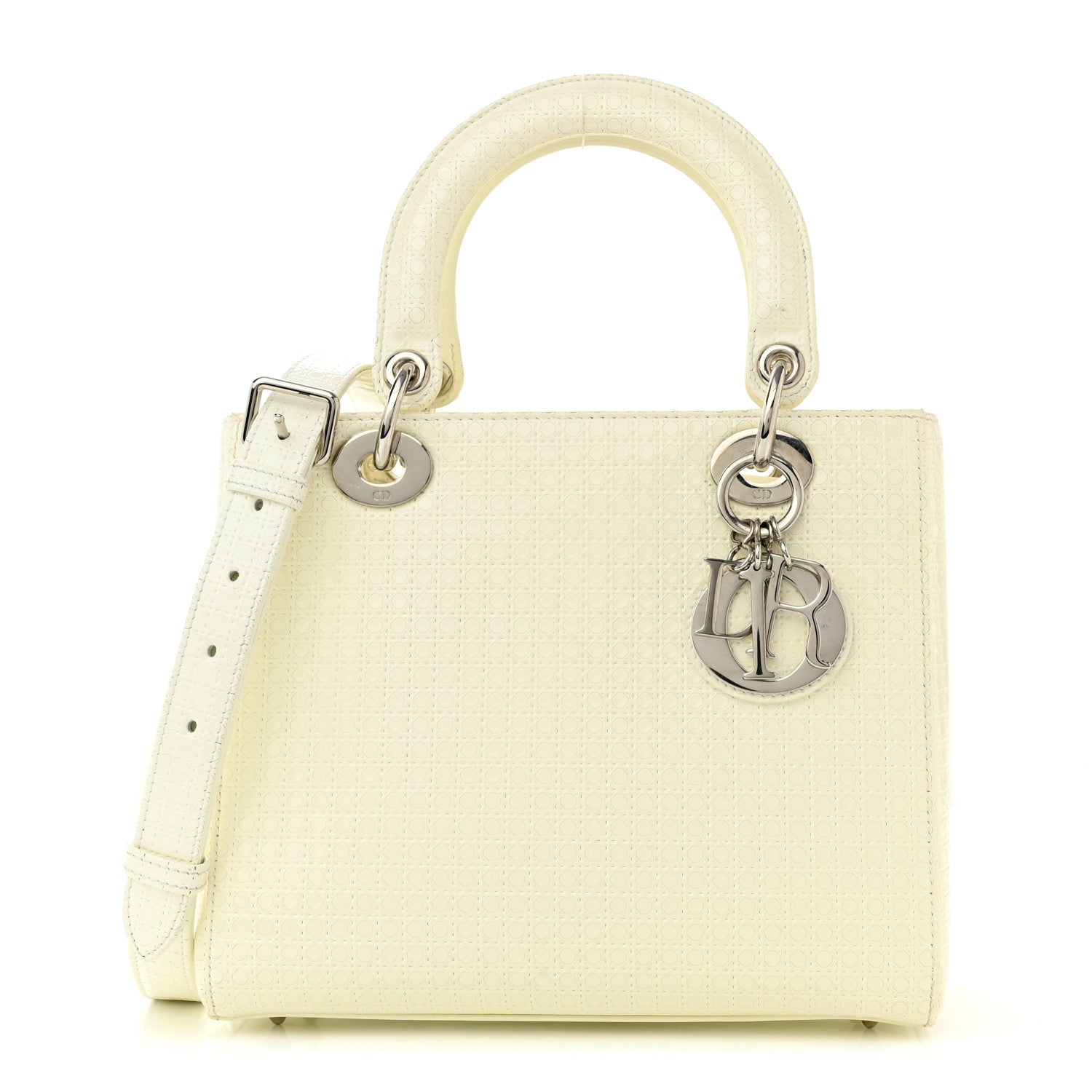 Christian Dior Patent Micro-Cannage Medium Lady Dior White 1 of 11