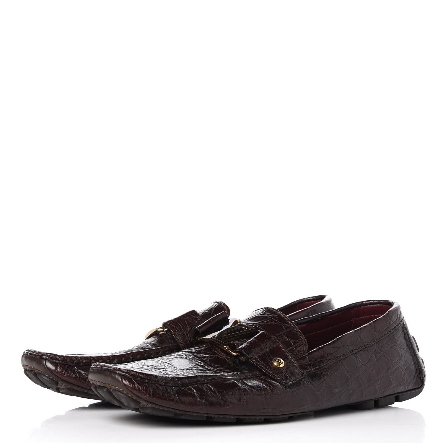 Louis Vuitton Mens Crocodile Monte Carlo Loafers 10 Cacao 3 of 10