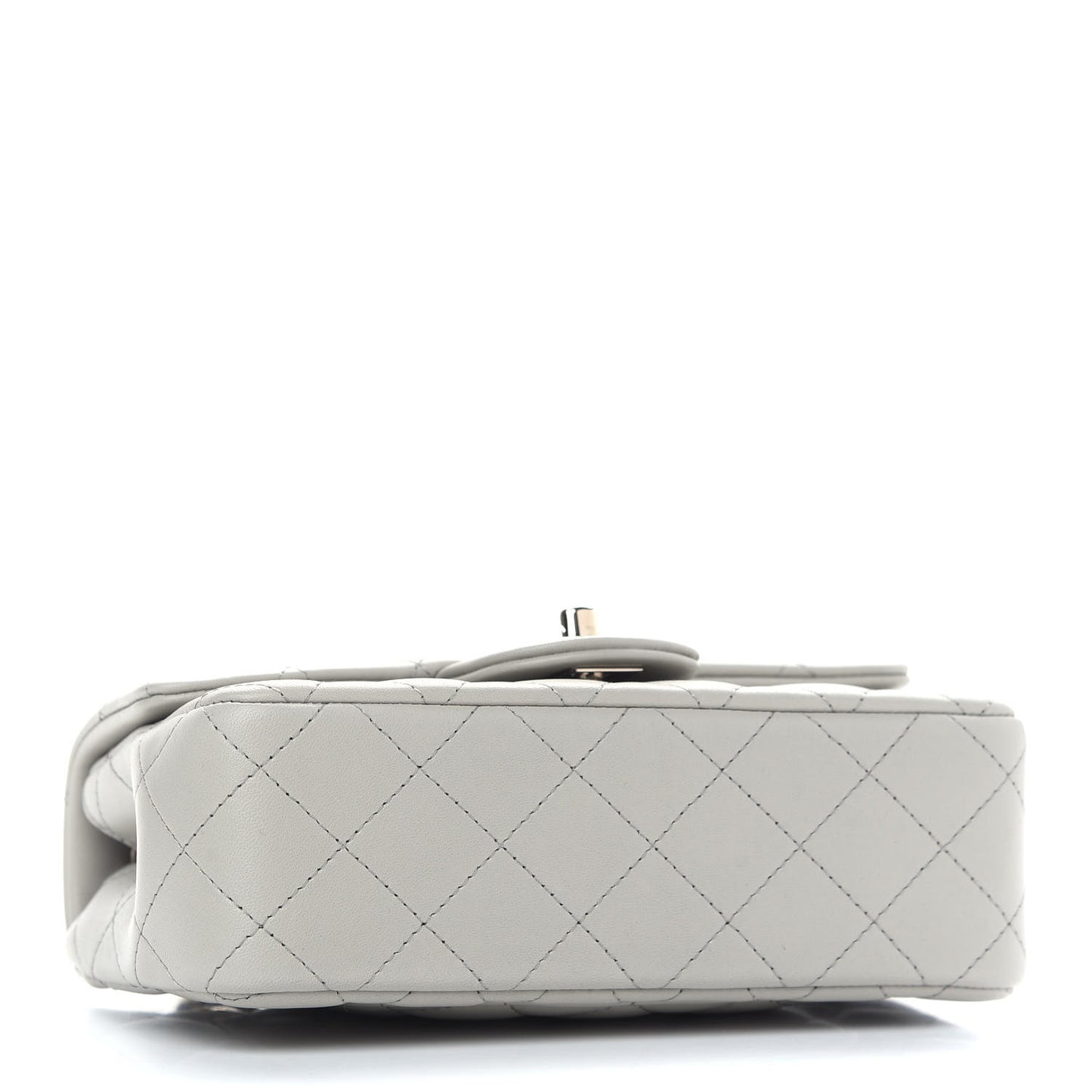 Lambskin Quilted Mini Rectangular Flap Grey