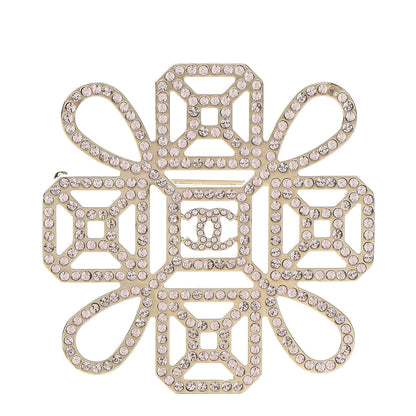 Chanel Crystal CC Brooch Light Gold Pink 1 of 7