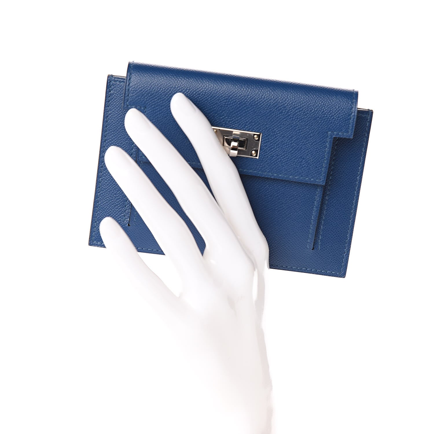 Hermes Madame Calfskin Kelly Pocket Compact Wallet Deep Bleu 2 of 8