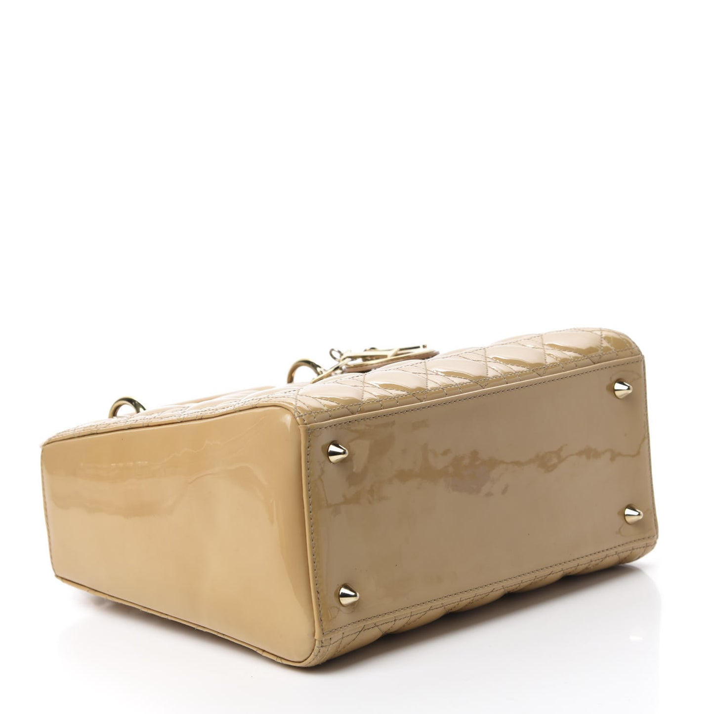 Patent Cannage Medium Lady Dior Beige