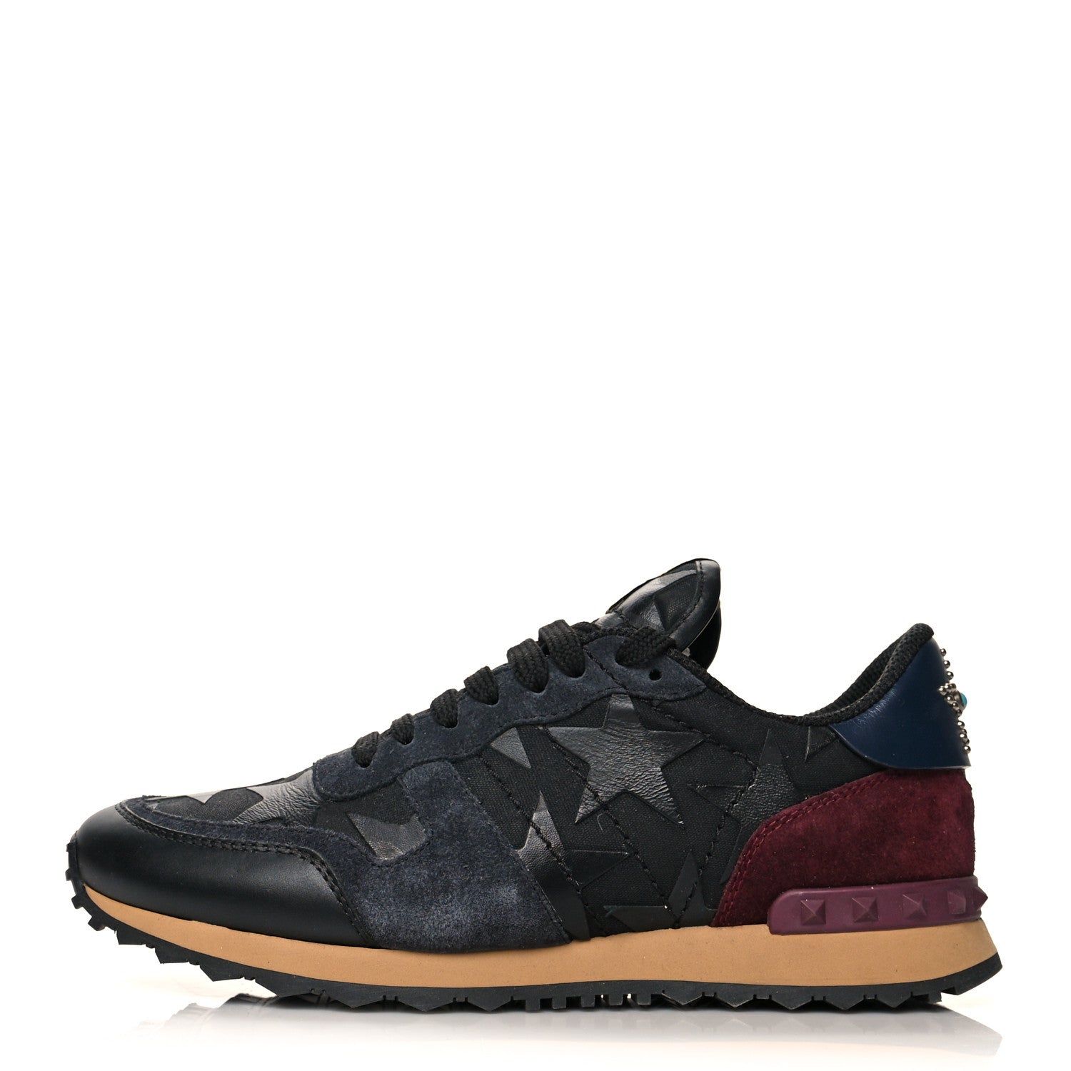 Valentino Garavani Fabric Suede Camustars Mens Rockrunner Sneakers 40 Black 1 of 11