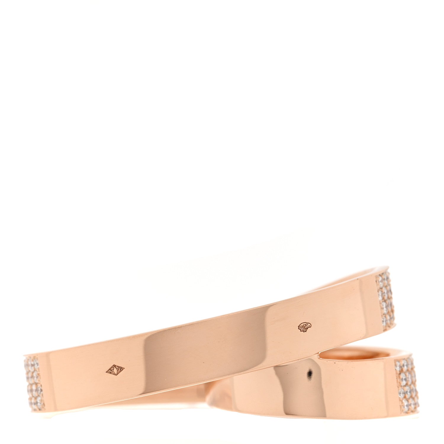 Hermes 18K Rose Gold Diamond Kelly Gavroche Double Ring 51 5.75 3 of 5