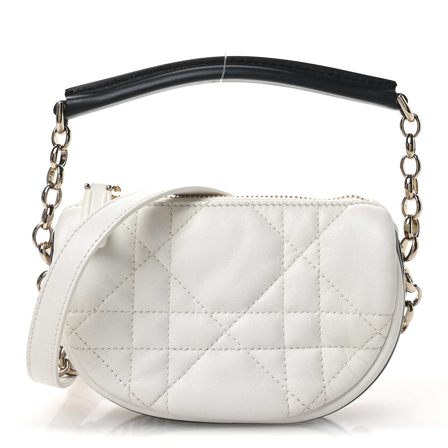 Lambskin Cannage Micro Dior Vibe Hobo Bag White