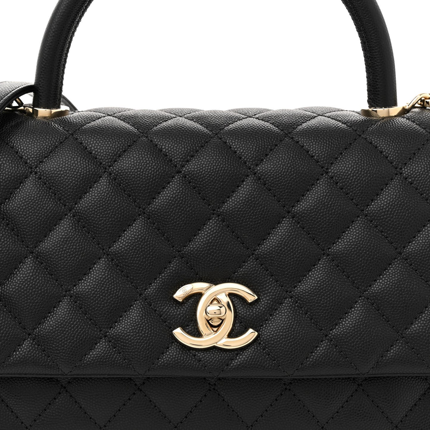 Caviar Quilted Small Coco Handle Flap Black