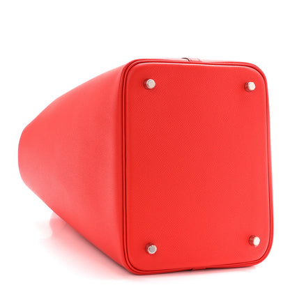 Hermes Epsom Tressage De Cuir Picotin Lock 22 MM Rouge Coeur Bleu du Nord Rouge H 3 of 11
