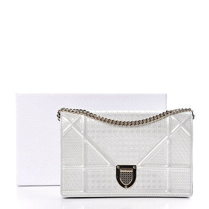 Christian Dior Patent Micro-Cannage Diorama Wallet on Chain Pouch White 16 of 16