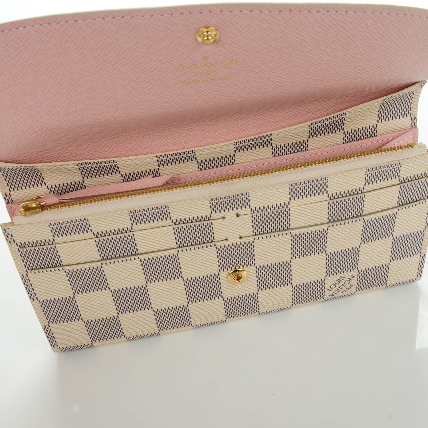 Louis Vuitton Damier Azur Emilie Wallet Rose Ballerine 6 of 8
