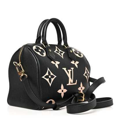 Louis Vuitton Empreinte Monogram Giant Speedy Bandouliere 25 Black Beige 3 of 11