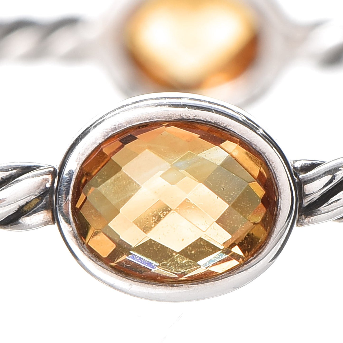 Sterling Silver Citrine Cable Station Bangle
