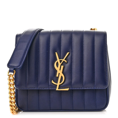 Saint Laurent Lambskin Matelasse Monogram Medium Vicky Chain Bag Blue 1 of 7