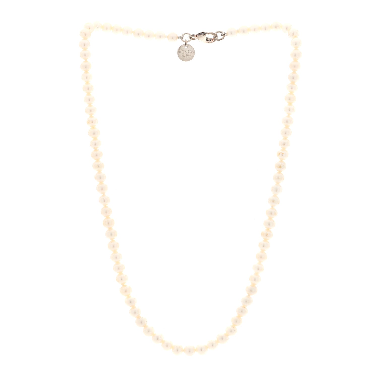 Tiffany Sterling Silver Freshwater Cultured Pearl 5.5-6mm Ziegfeld Necklace 3 of 5