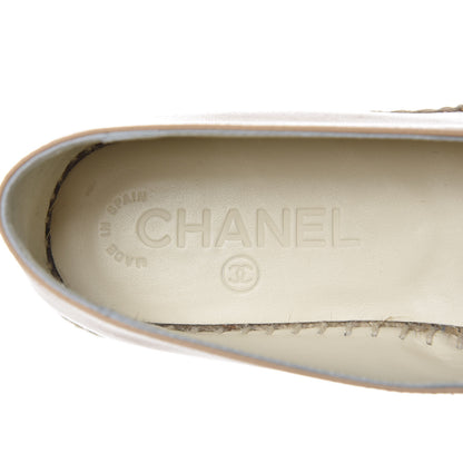 Chanel Lambskin CC Espadrilles 36 Beige Black 6 of 10