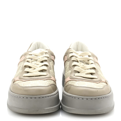 Gucci Calfskin GG Supreme Monogram Perforated Womens Platform 55mm Sneakers 38 Apricot Pink Beige Grey 3 of 8