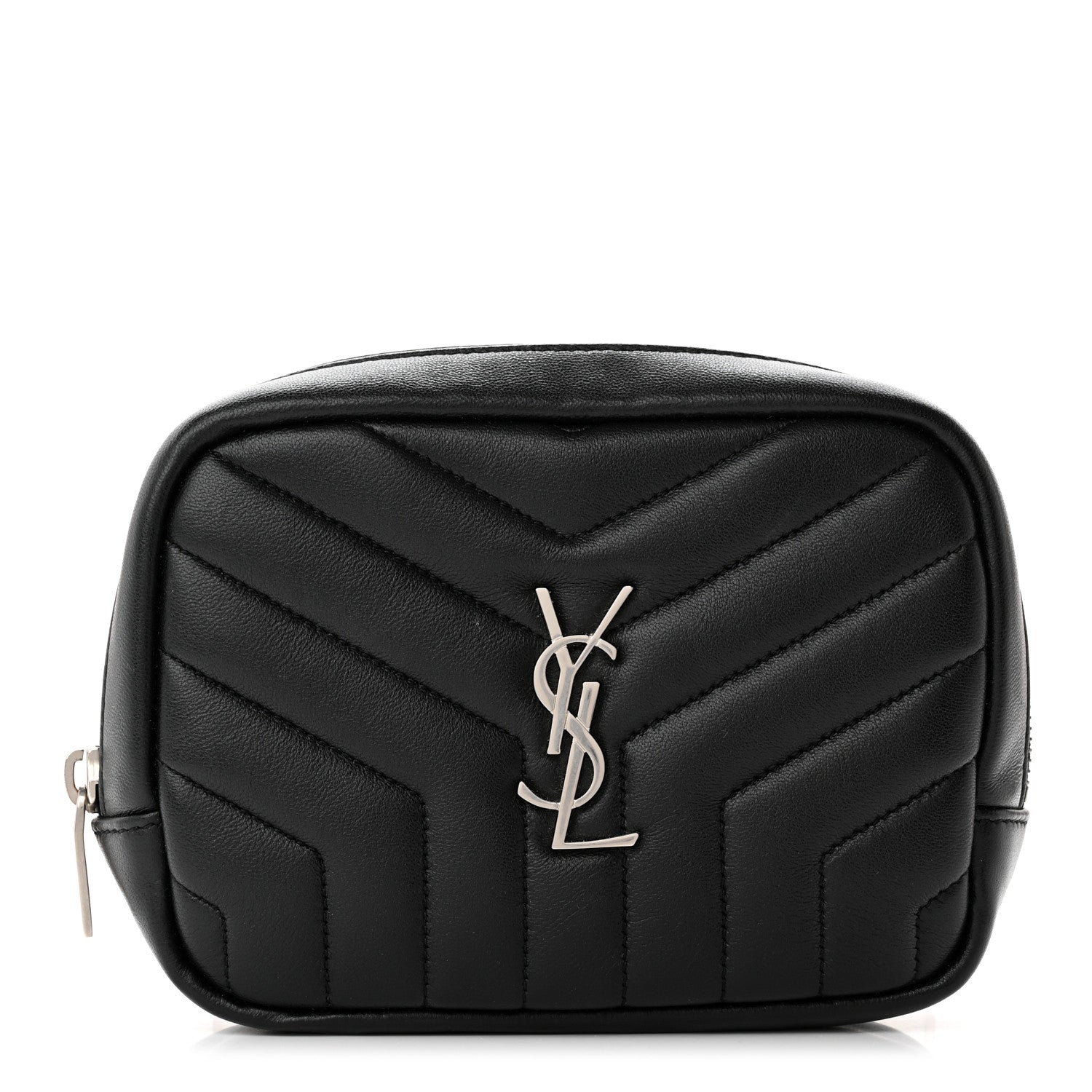 Saint Laurent Lambskin Y Quilted Monogram Loulou Cosmetic Case Black 1 of 10