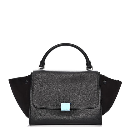 Celine Drummed Calfskin Suede Small Trapeze Black 1 of 7