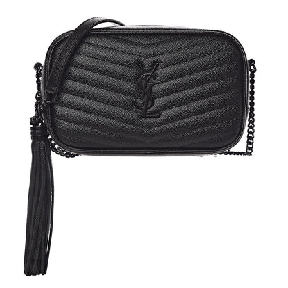 Saint Laurent Grain De Poudre Matelasse Monogram Mini Lou Camera Bag Black 1 of 11