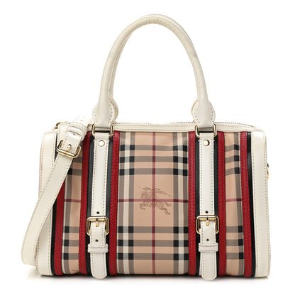 Burberry Haymarket Check Medium Alchester Bowling Bag White Military Red 1 of 16