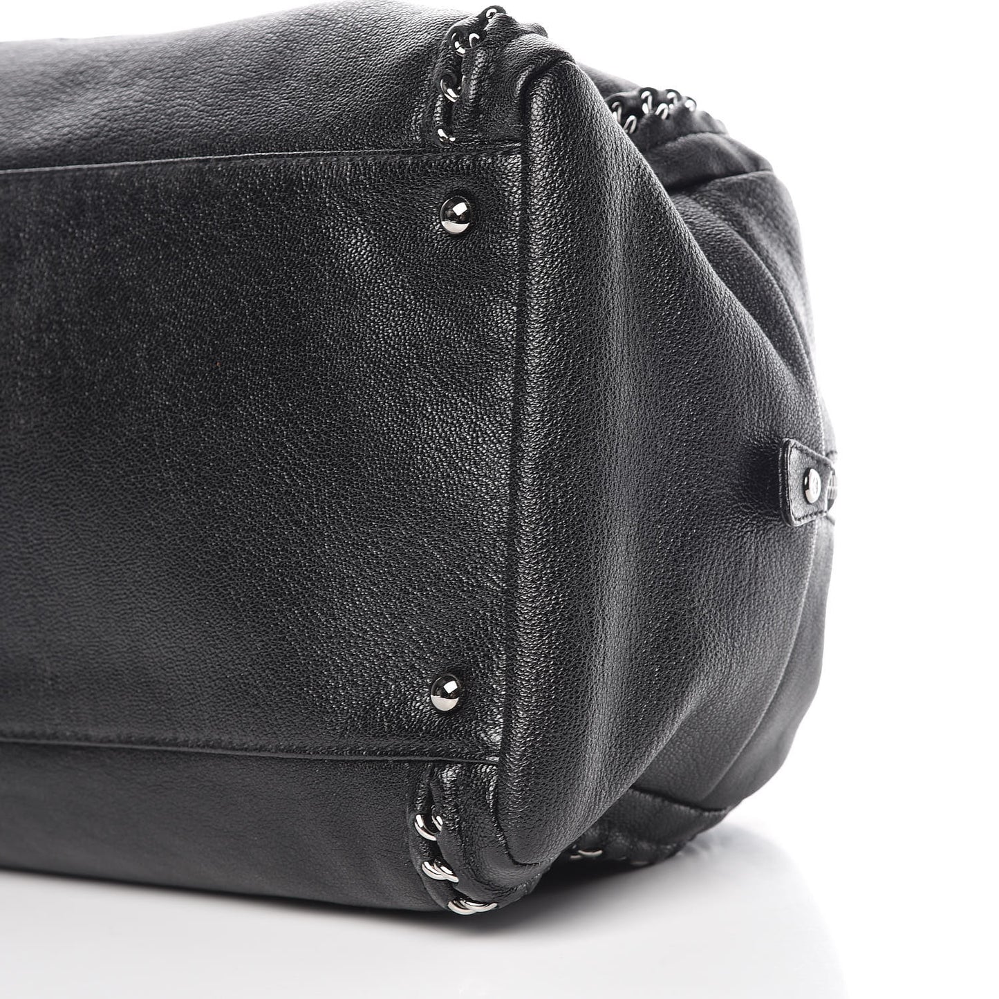 Metallic Goatskin Large Luxe Ligne Bowler Black