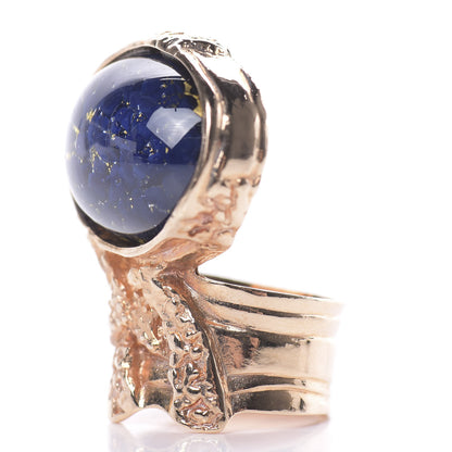 Saint Laurent Glass Cabochon Arty Ovale Ring 6 Rose Gold Marine 3 of 6