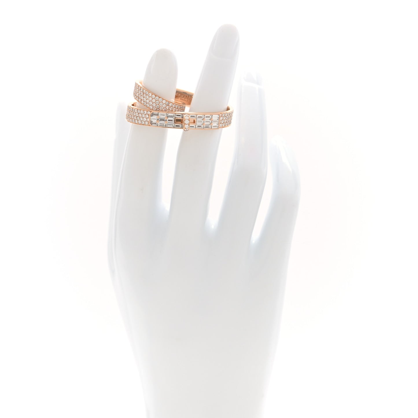18K Rose Gold Diamond Kelly Gavroche Double Ring 51 5.75