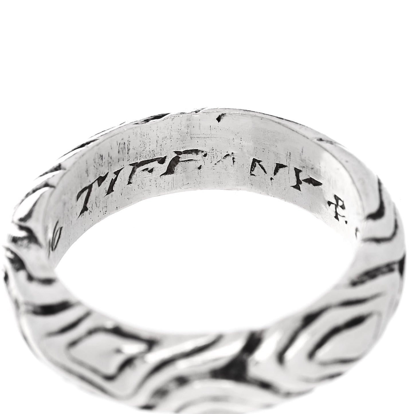 Sterling Silver Wood Grain Band Ring 47 4.25
