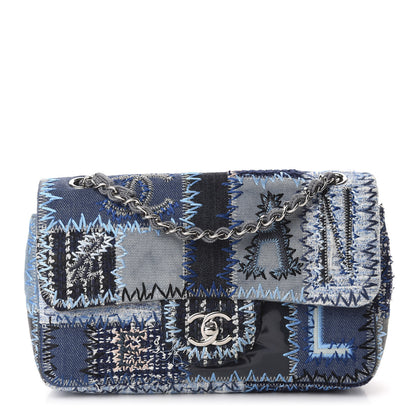 Chanel Denim Tweed Patchwork Medium Single Flap Blue 1 of 10