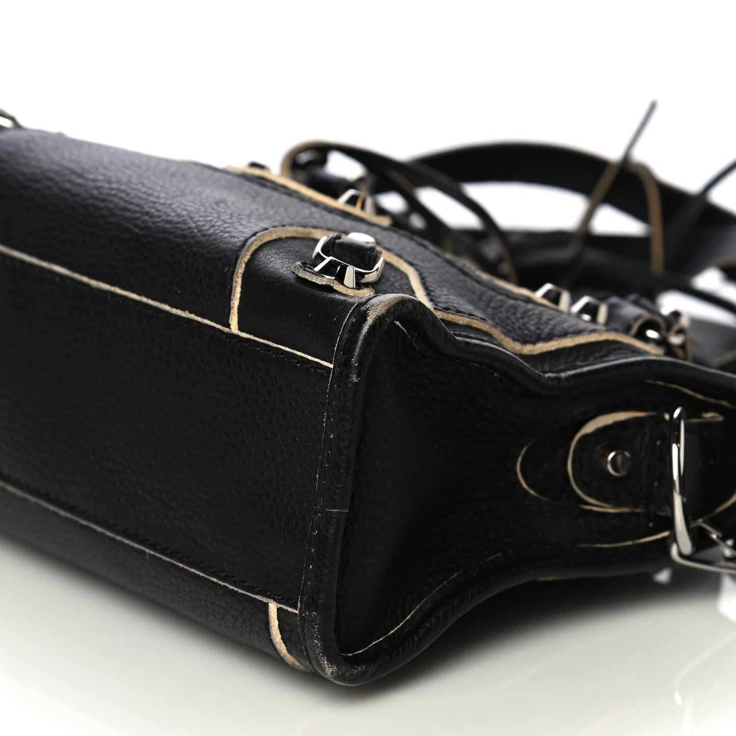 Supple Grained Calfskin Classic Silver Hardware Highlight Mini City Black