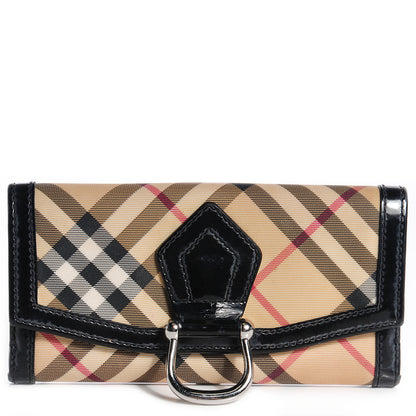 Burberry Patent Nova Check Tri-Fold Wallet Black 1 of 10