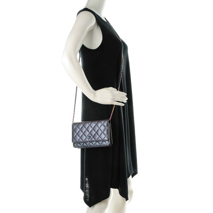 Chanel Iridescent Goatskin Quilted Wallet On Chain WOC Purple 2 of 8