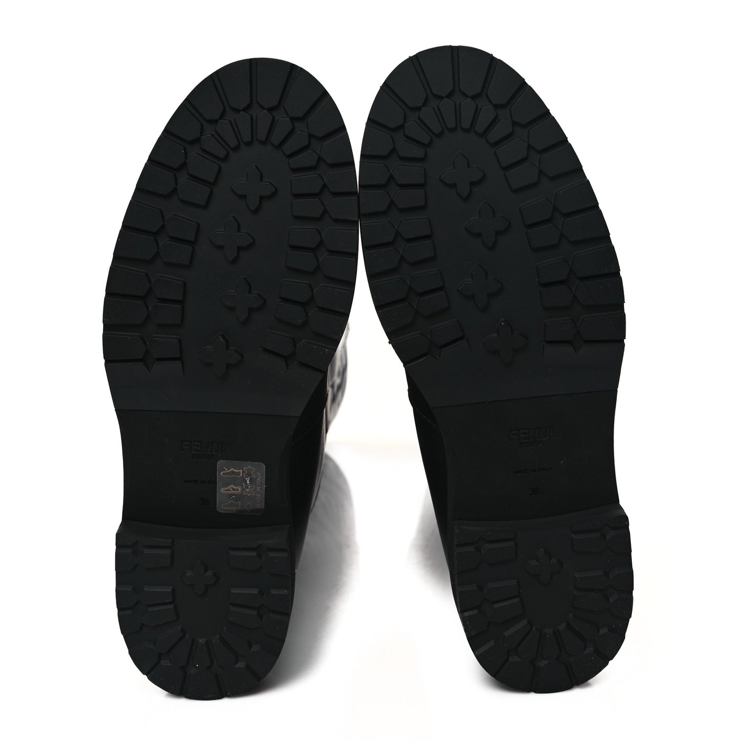 Vitello Nappa FF Embossed Tall Boots 38 Black
