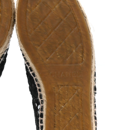 Chanel Lace Patent CC Espadrilles 37 Black 7 of 9