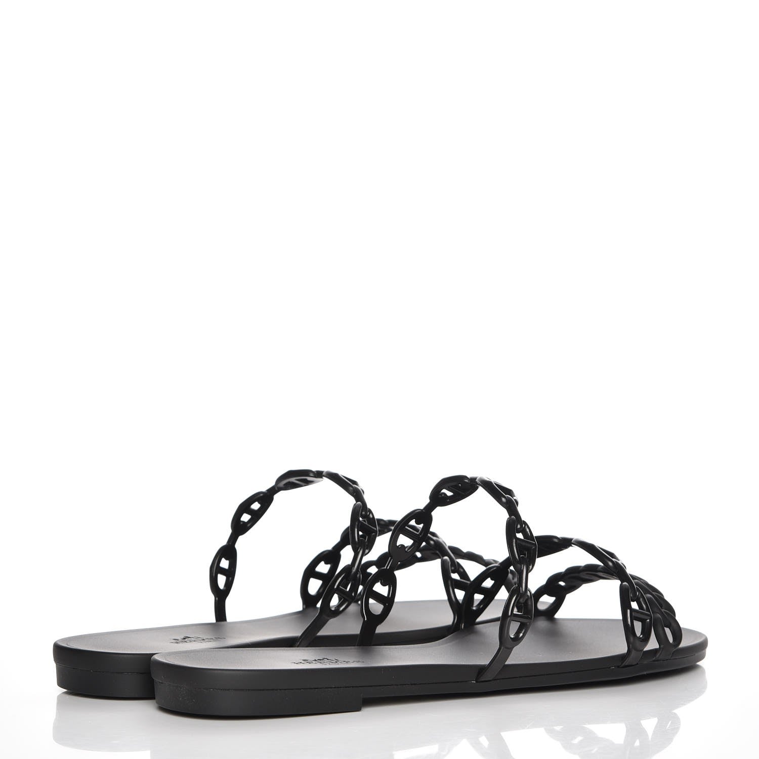 Hermes Rubber Chaine d'Ancre Rivage Sandals 40 Black 4 of 8