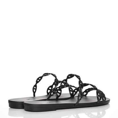 Hermes Rubber Chaine d'Ancre Rivage Sandals 40 Black 4 of 8