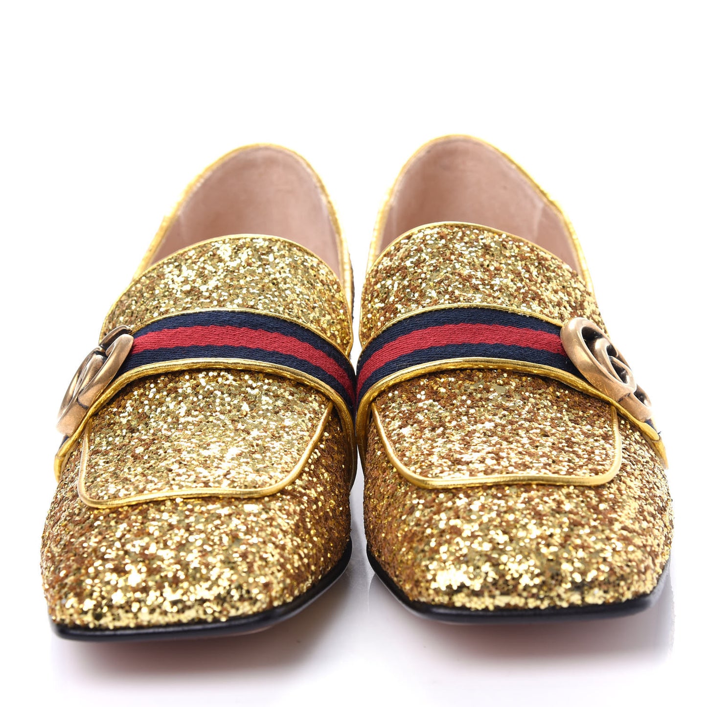 Glitter Web Peyton Loafers 41 Gold