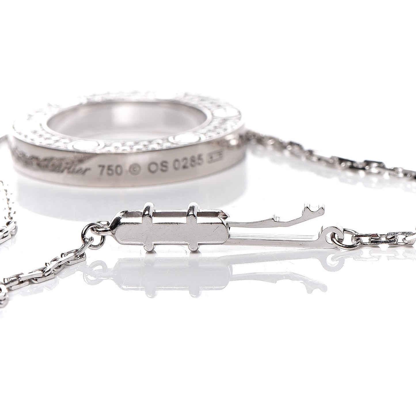 18K White Gold Diamond LOVE Paved Necklace