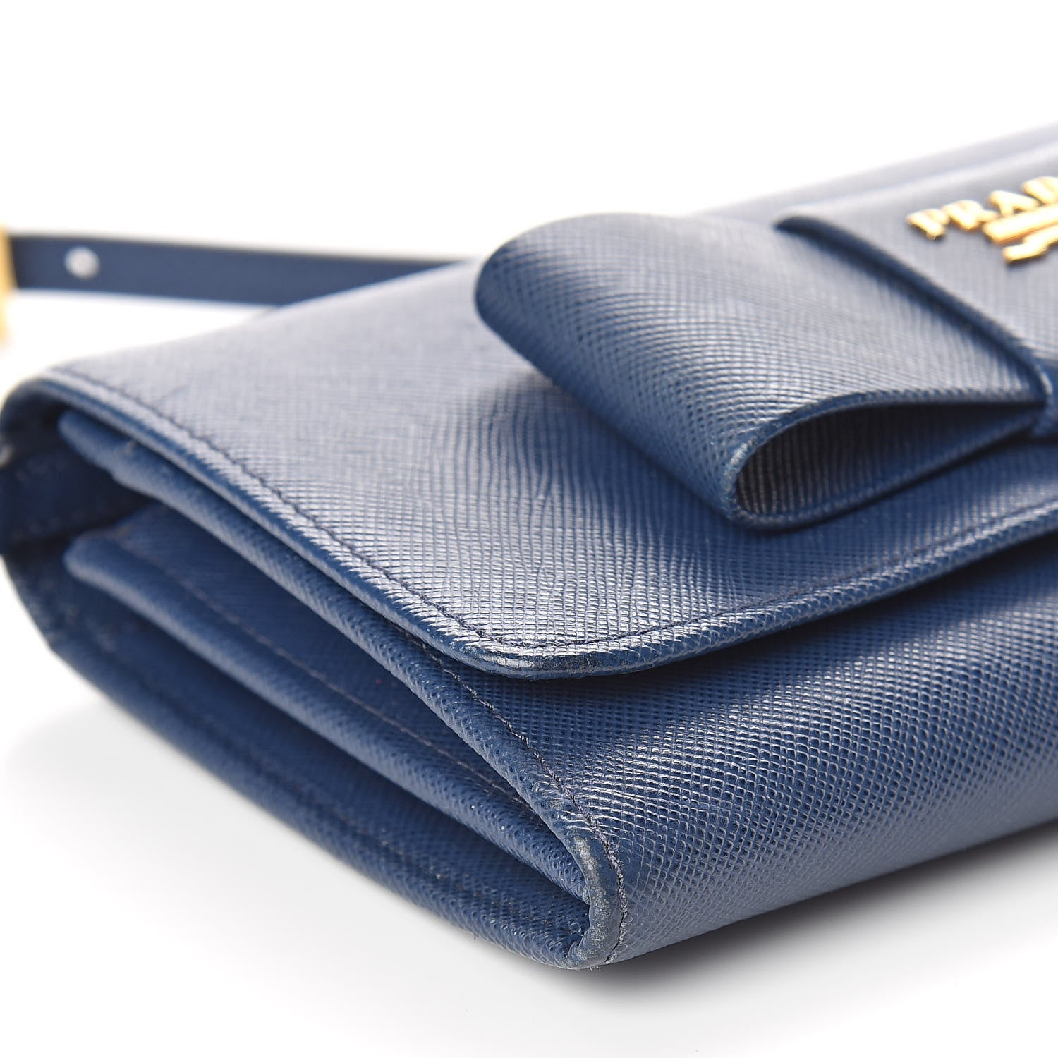 Prada Saffiano Fiocco Bow Flap Wallet Bleuette 7 of 8