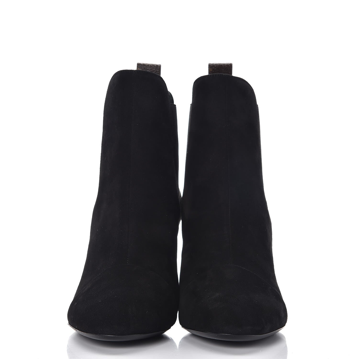 Louis Vuitton Suede Monogram Uniformes Cap Toe Chelsea 75mm Ankle Boots 37 Black 4 of 8