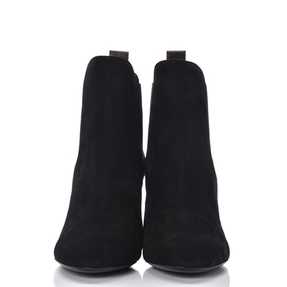 Louis Vuitton Suede Monogram Uniformes Cap Toe Chelsea 75mm Ankle Boots 37 Black 4 of 8