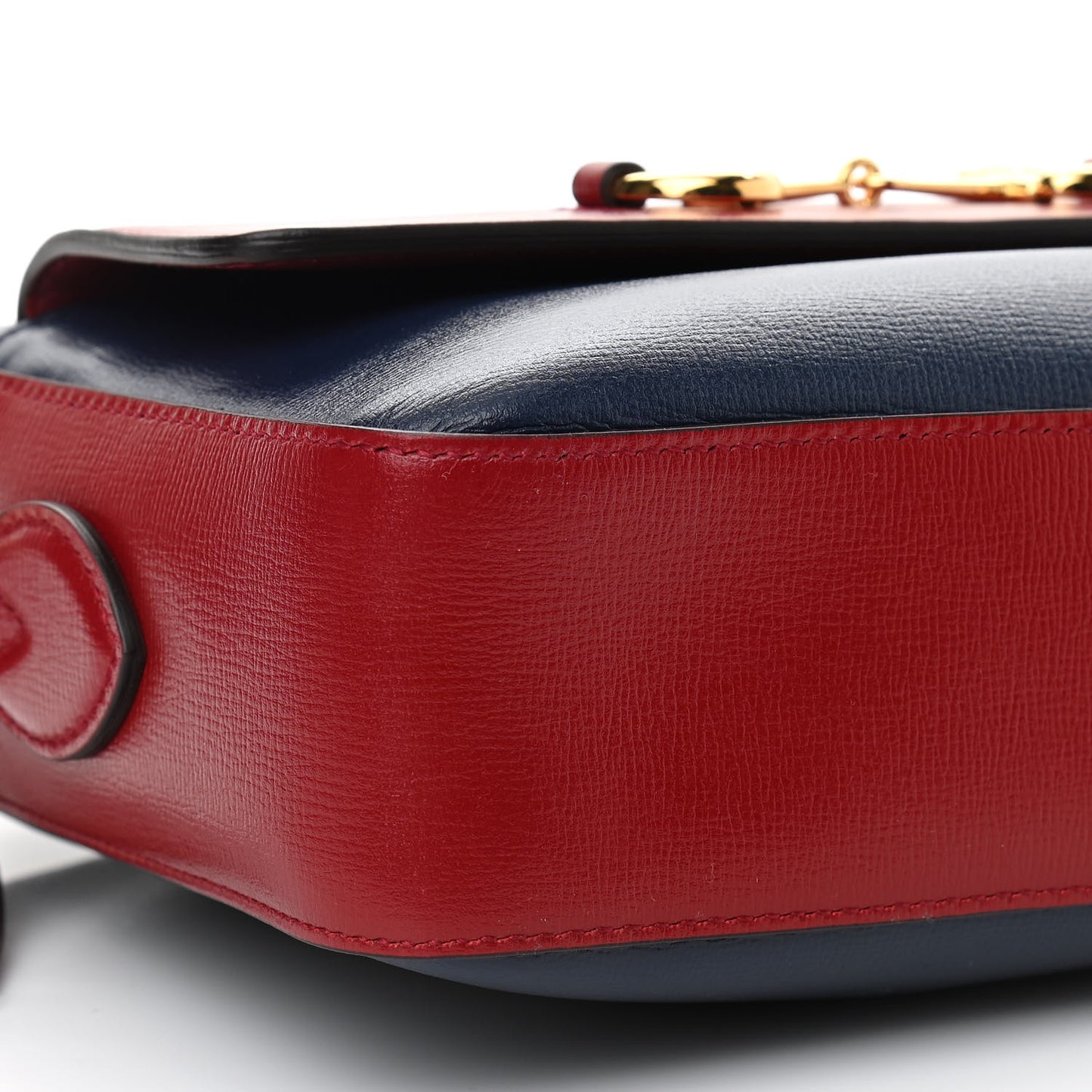Textured Calfskin Small Horsebit 1955 Shoulder Bag Blue New Cherry Red