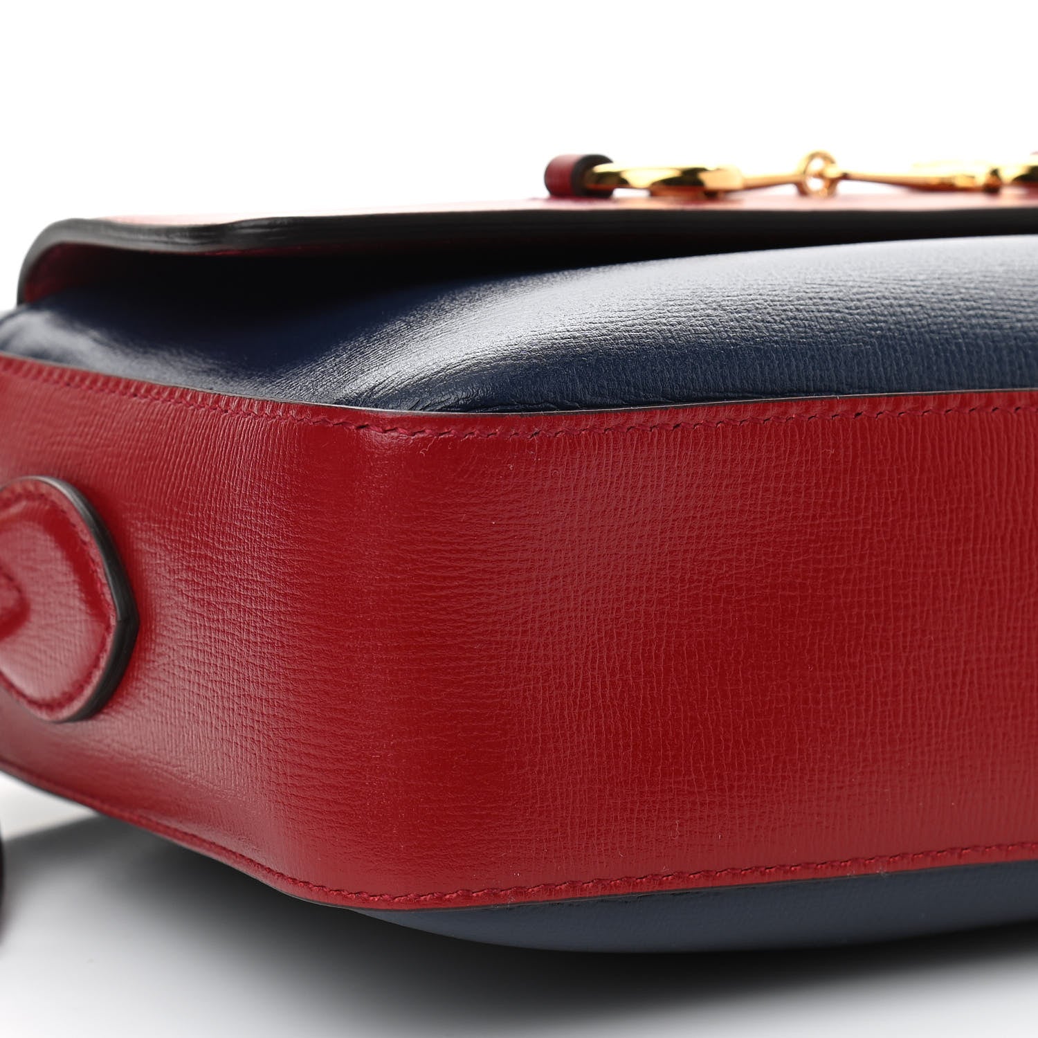Gucci Textured Calfskin Small Horsebit 1955 Shoulder Bag Blue New Cherry Red 10 of 11