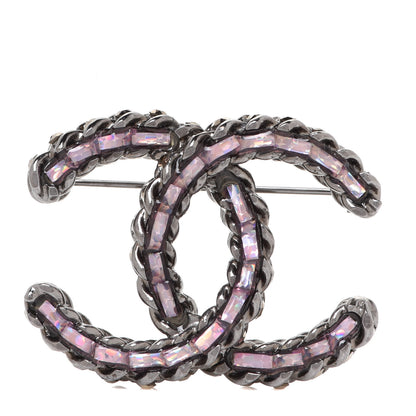 Chanel Ruthenium Enamel CC Brooch Iridescent Blue 1 of 4
