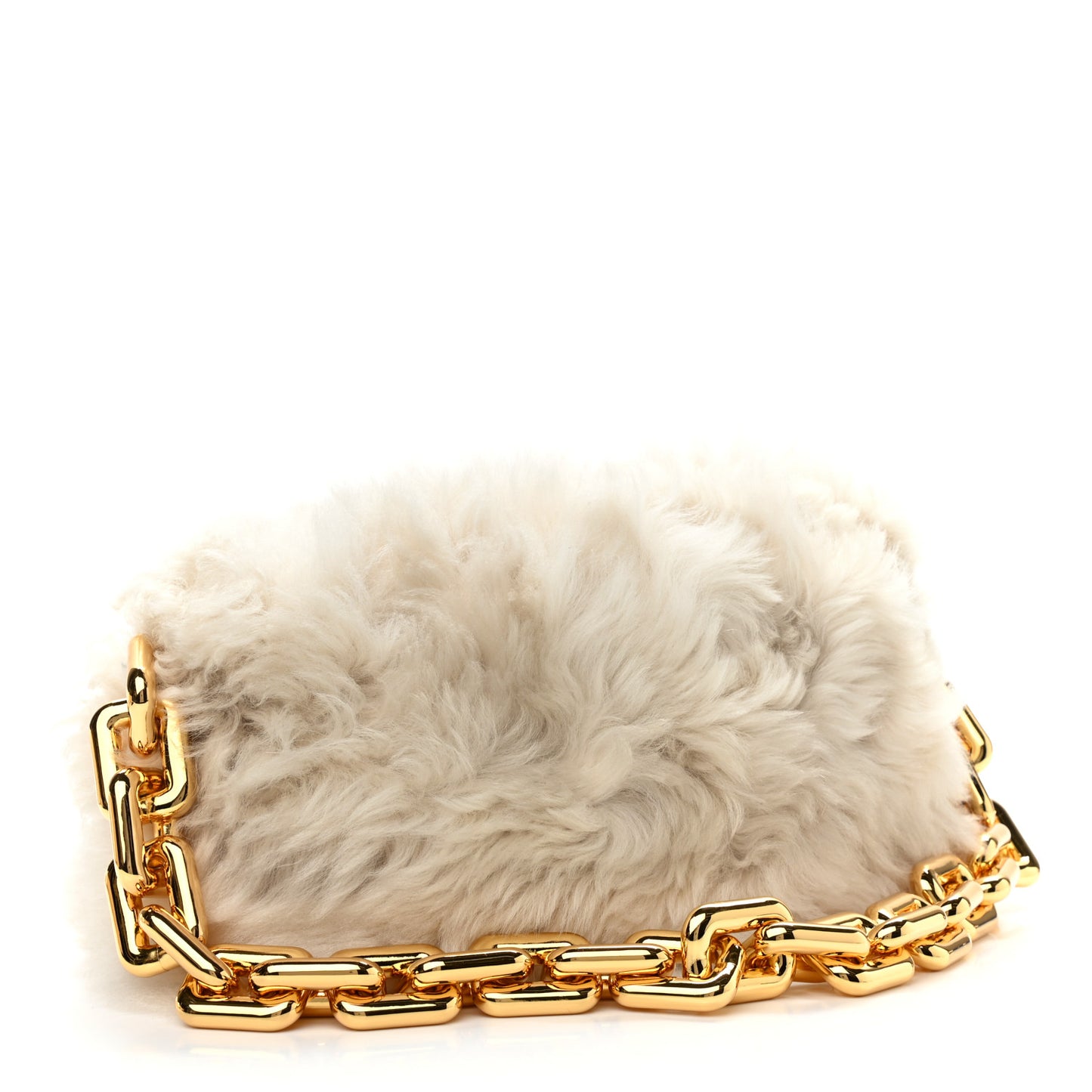 Shearling Lambskin The Pouch Chain White