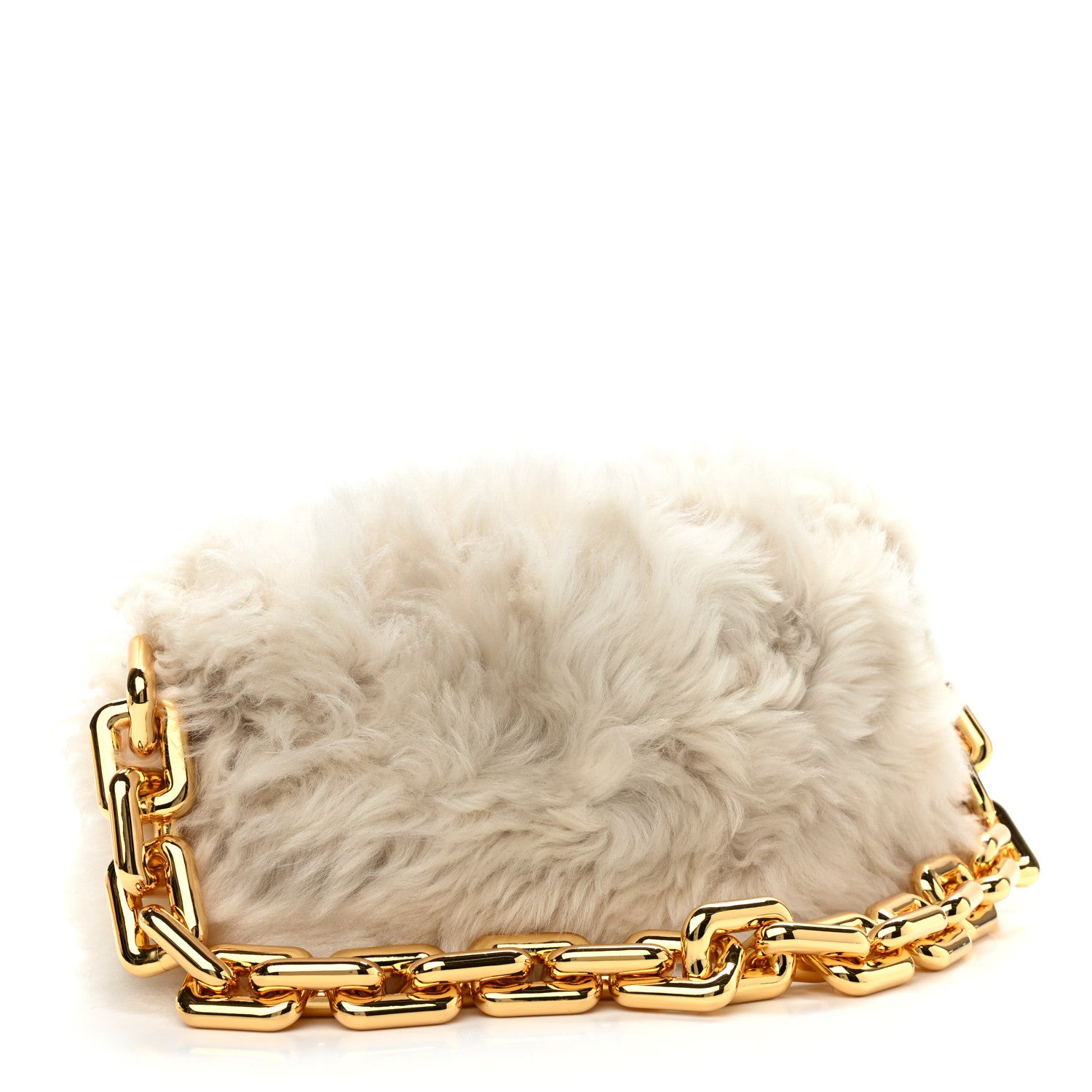 Bottega Veneta Shearling Lambskin The Pouch Chain White 3 of 9