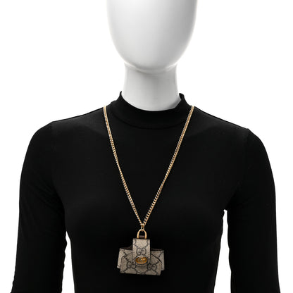 Gucci GG Supreme Monogram AirPods Case Necklace Beige Ebony 3 of 7