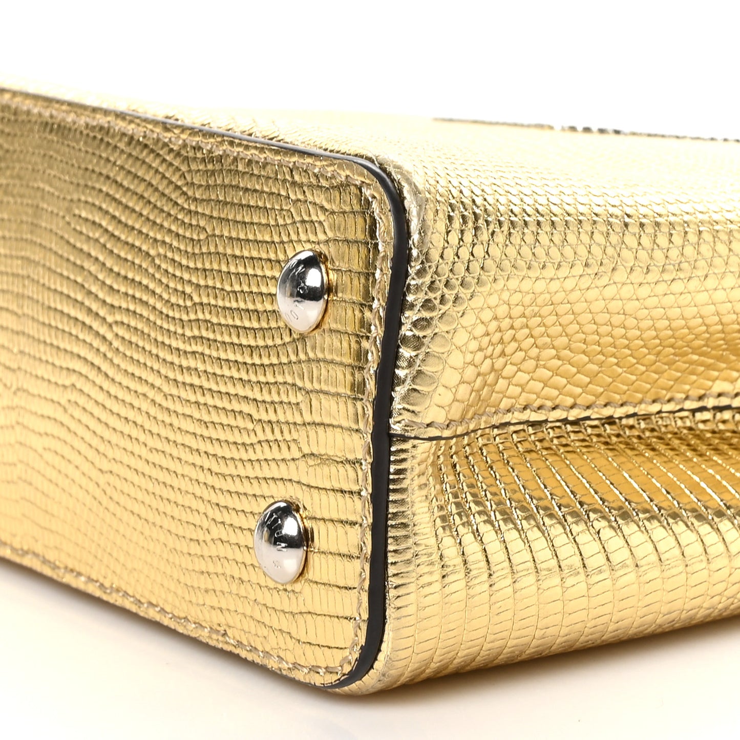 Metallic Lizard Capucines Mini Silver Gold